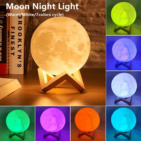 8‑Color 3D Moon Lamp – LED Night Light for Bedroom, Desk & Home Decor