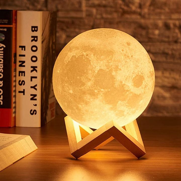 8‑Color 3D Moon Lamp – LED Night Light for Bedroom, Desk & Home Decor