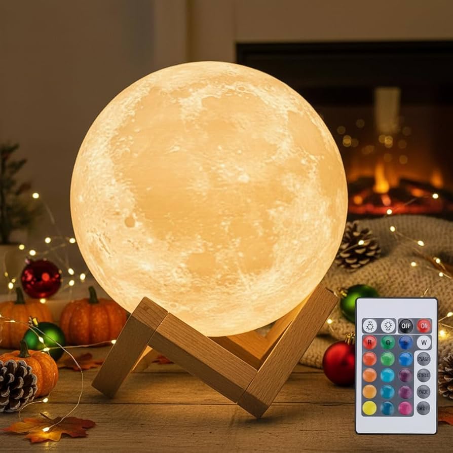 8‑Color 3D Moon Lamp – LED Night Light for Bedroom, Desk & Home Decor