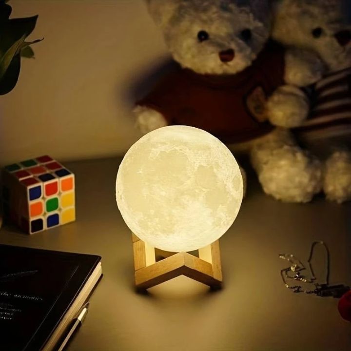 8‑Color 3D Moon Lamp – LED Night Light for Bedroom, Desk & Home Decor